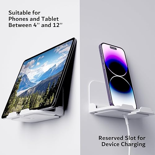 Miniatura 3 de pzoz Soporte de pared para teléfono celular para tomacorriente, soporte plegable para teléfono celular para espejo, baño, estante de ducha,