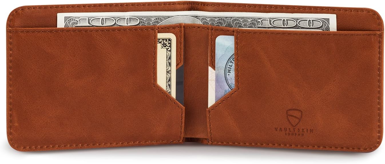 Vaultskin MANHATTAN Slim RFID Blocking Bifold Leather Wallet for Men - Minimalist Front Pocket Card Holder, Holds 9 Cards & Cash, Premium Italian Leather - Image 4