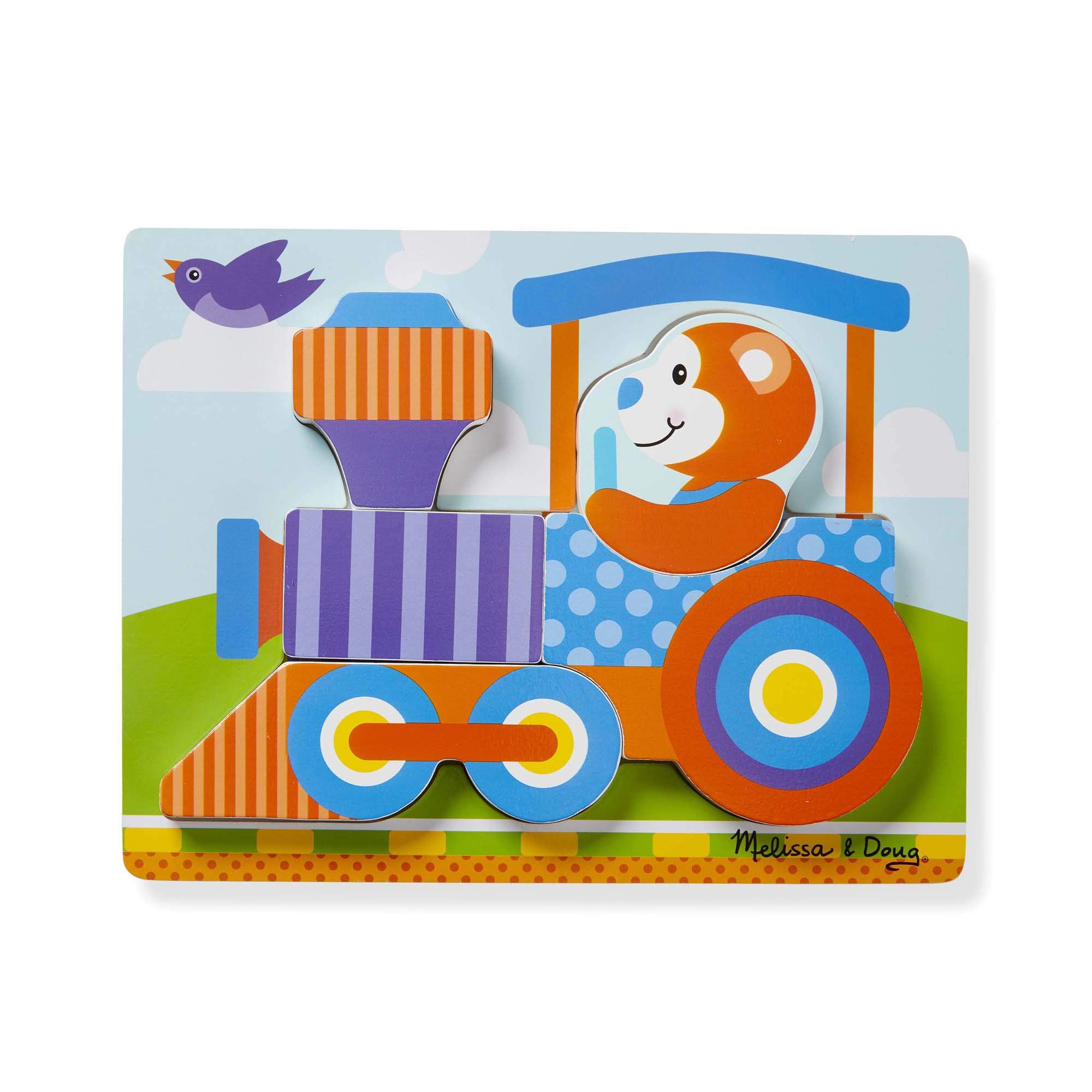 Melissa & Doug First Play Klobiges Puzzle aus Holz mit Transportmitteln, 4er-Set für Kleinkinder, jedes Puzzle 25 cm x 19 cm