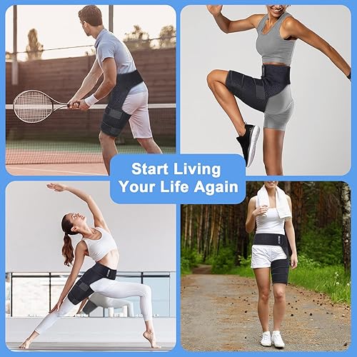 Miniatura 5 de Soporte de cadera para ciática, envoltura de compresión flexor de cadera para alivio del dolor de ciática, soporte de cadera para ingle, muslo,