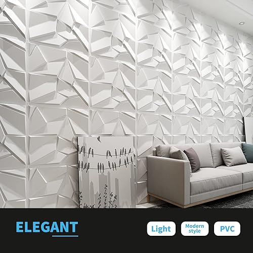 Vista 21 de Art3d 3D Revestimiento con textura 3D para pared, color gris diamante, 19.7 x 19.7 pulgadas (12 unidades)