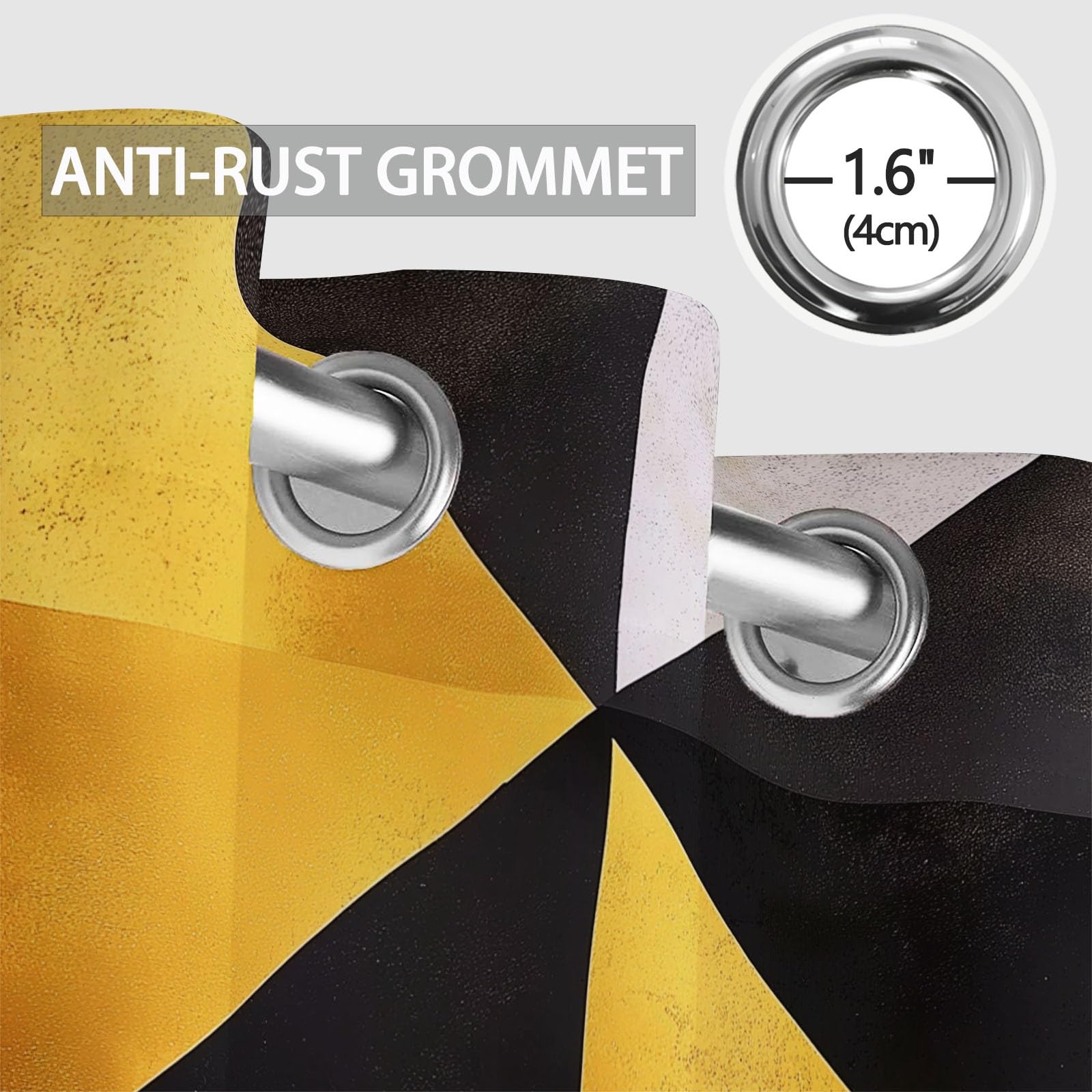 Rideaux Isolants 110L X 215H cm (2 Panneaux), Design Triangles géométriques Abstraits Tenture Opaque Anti-Chaleur pour Chambre Principale, Or Gris