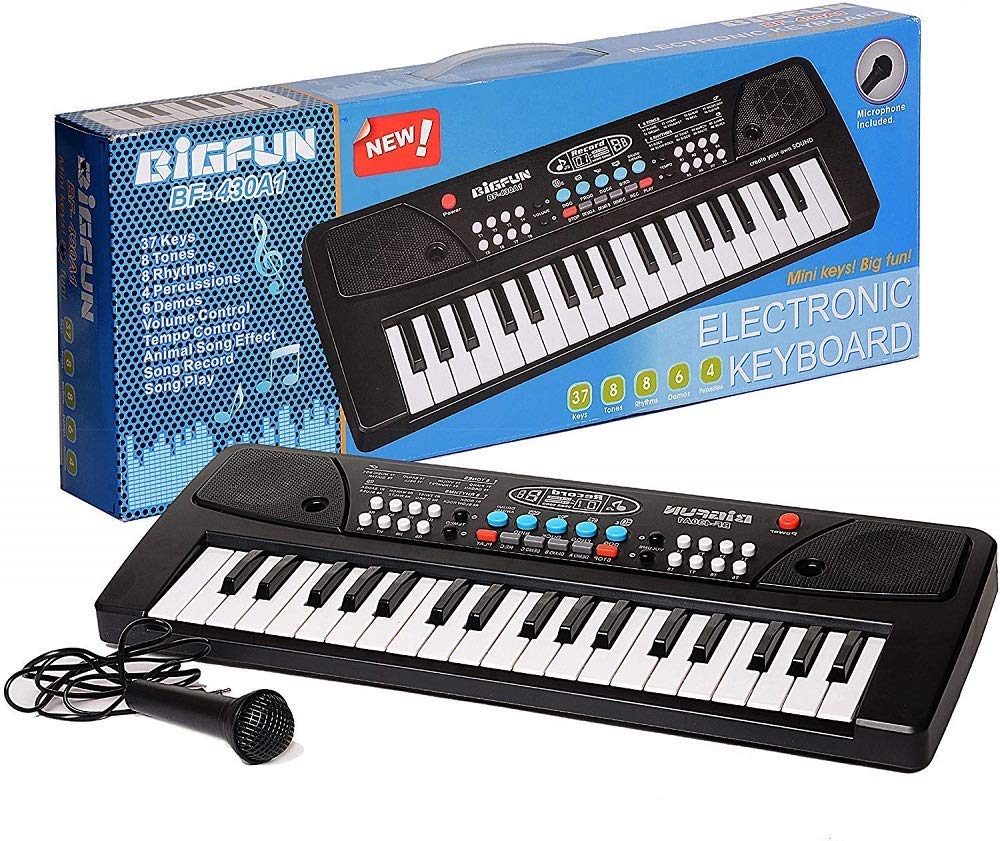 Rubela Sonpal 37 Key Bigfun Piano Keyboard Toy For Kids With Mic Dc Power Option Recording Charger Not Included 2019 Latest Model,Plastic-Multi Color