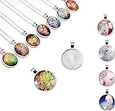 DAHI Pendant Bezel Round Trays with 25mm Round Glass Dome Tiles Clear Cameo