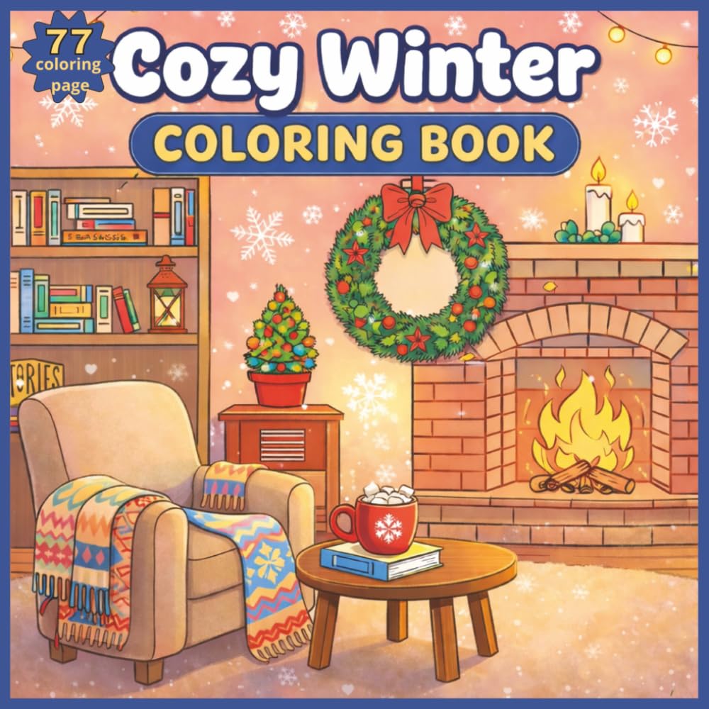 Cozy Winter: Coloring Book: with 77 Cute and Comfy Winter Designs for Teens