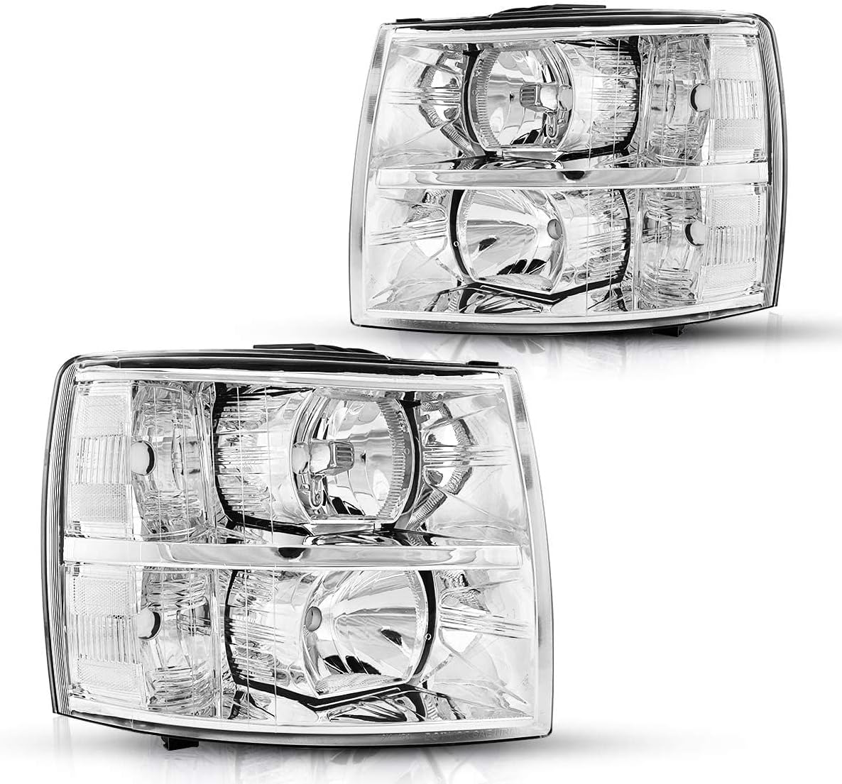 Torchbeam Black Housing Headlights from Headlamps Assembly Set for 2007-2013 Silverado 1500, 2007-2014 Silverado 2500 HD/3500 HD, 2007 Silverado 2500 HD Classic/3500 Classic Reflector Headlights Pair