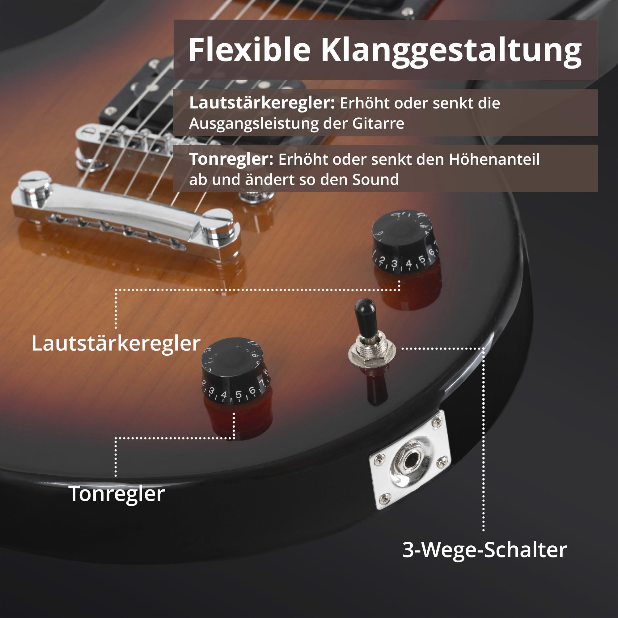 Rocktile LP-100 SB E-Gitarre (Korpus: Linde, Palisander Griffbrett, Finish: Sunburst)