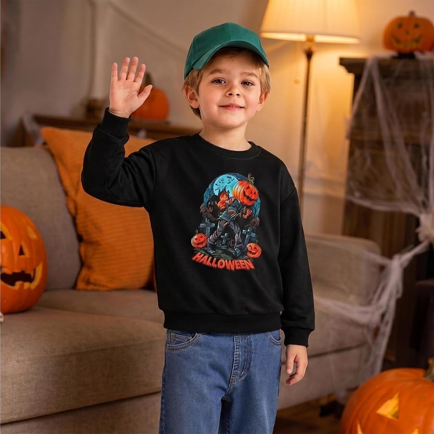 Halloween Toddler Sweatshirt Fleece Pullover for Boys Girls School