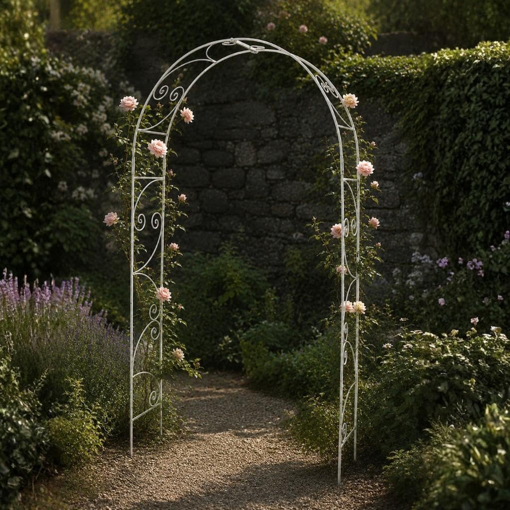 DanDiBo Arco per rose, zincato massiccio, 135 cm, resistente alle intemperie, 96518, arco rotondo, per rampicanti, zincato a caldo