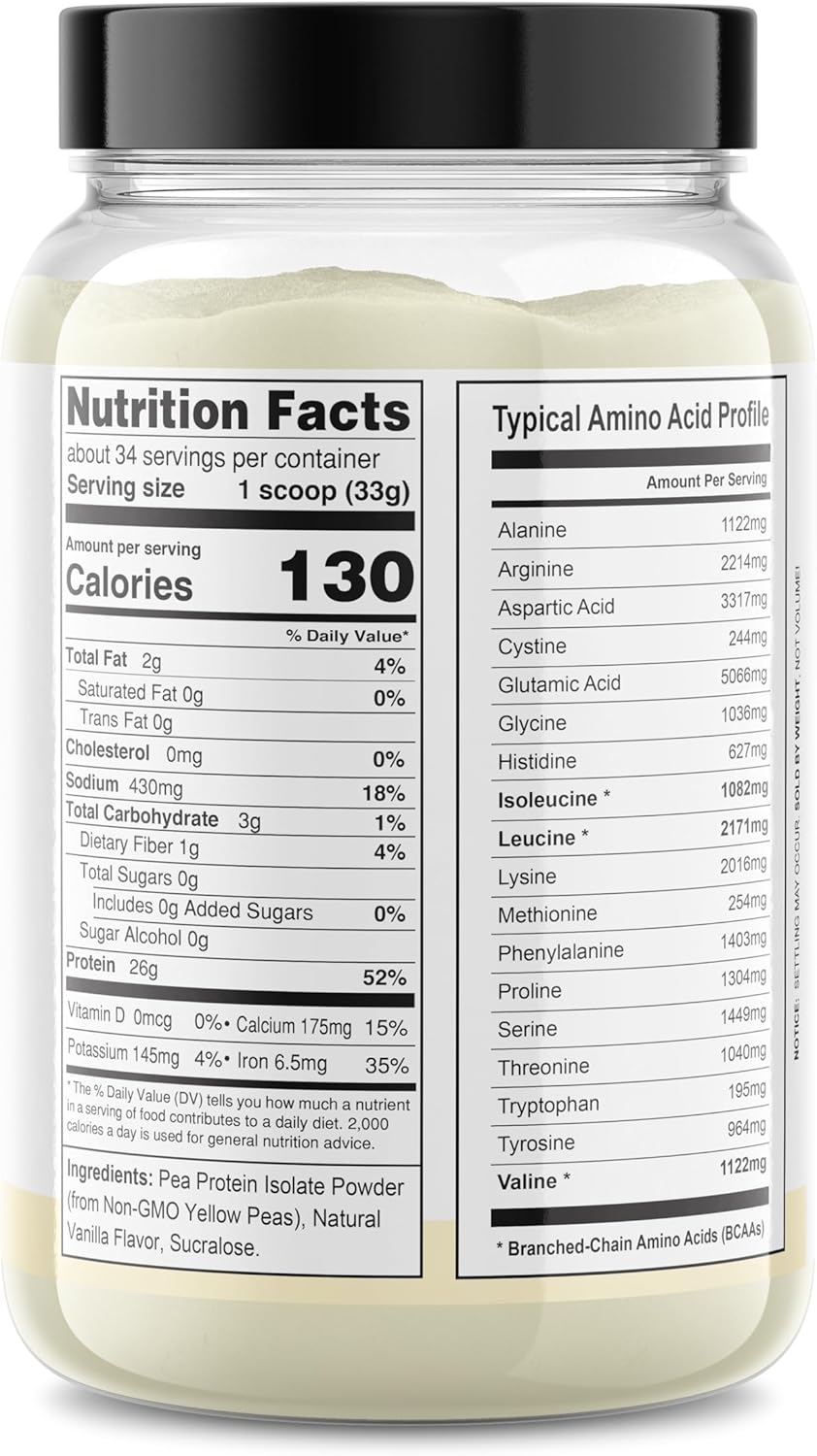 It's Just! Pea Protein Isolate, Plant Based, Premium Quality, Gluten Free, Vegan, Keto Friendly, Product of Canada, Packaged in USA (2.5 Pound, Vanilla)
