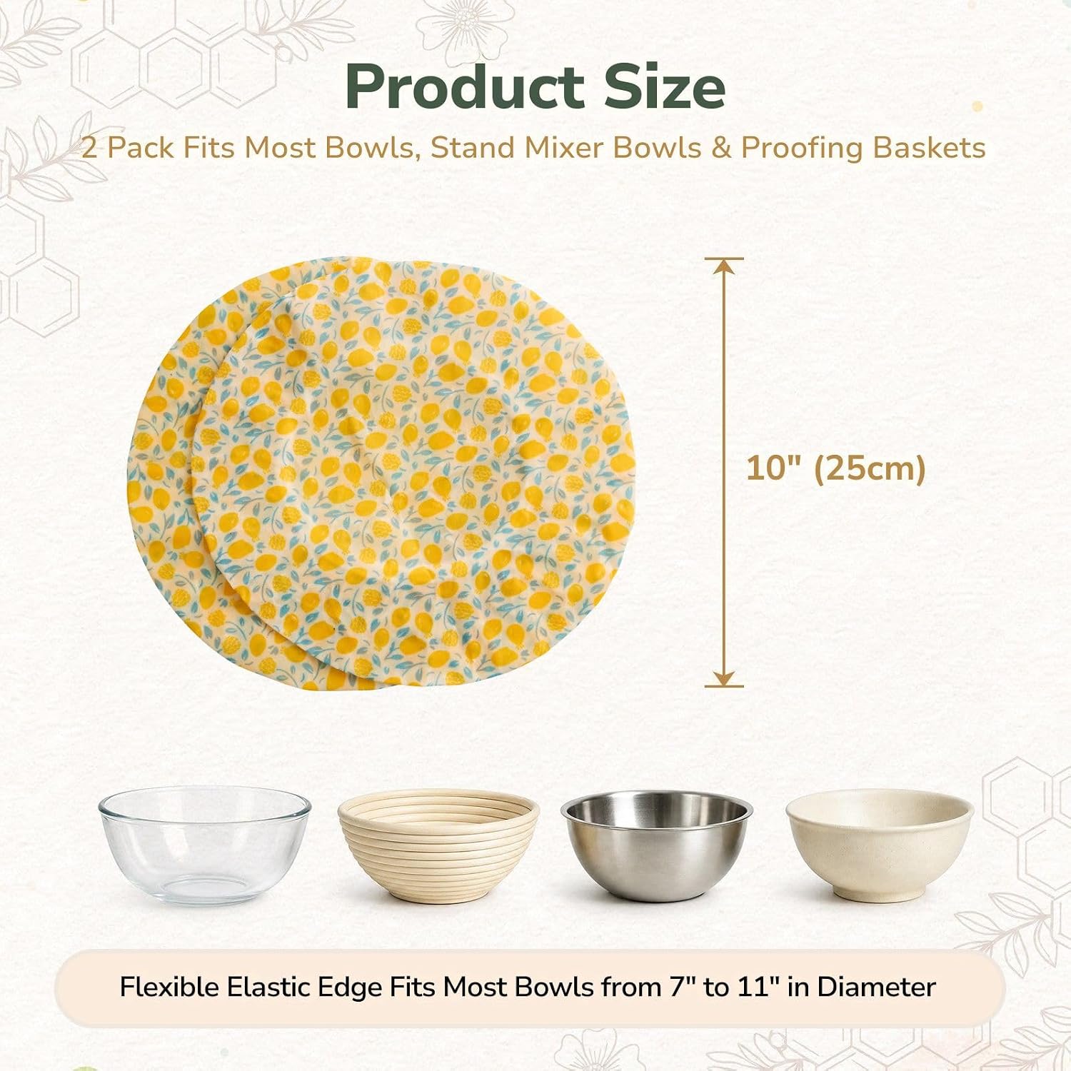 Reusable Beeswax Bowl Covers for Sourdough Bread Proofing, 10 Inch 2 Pack image 2