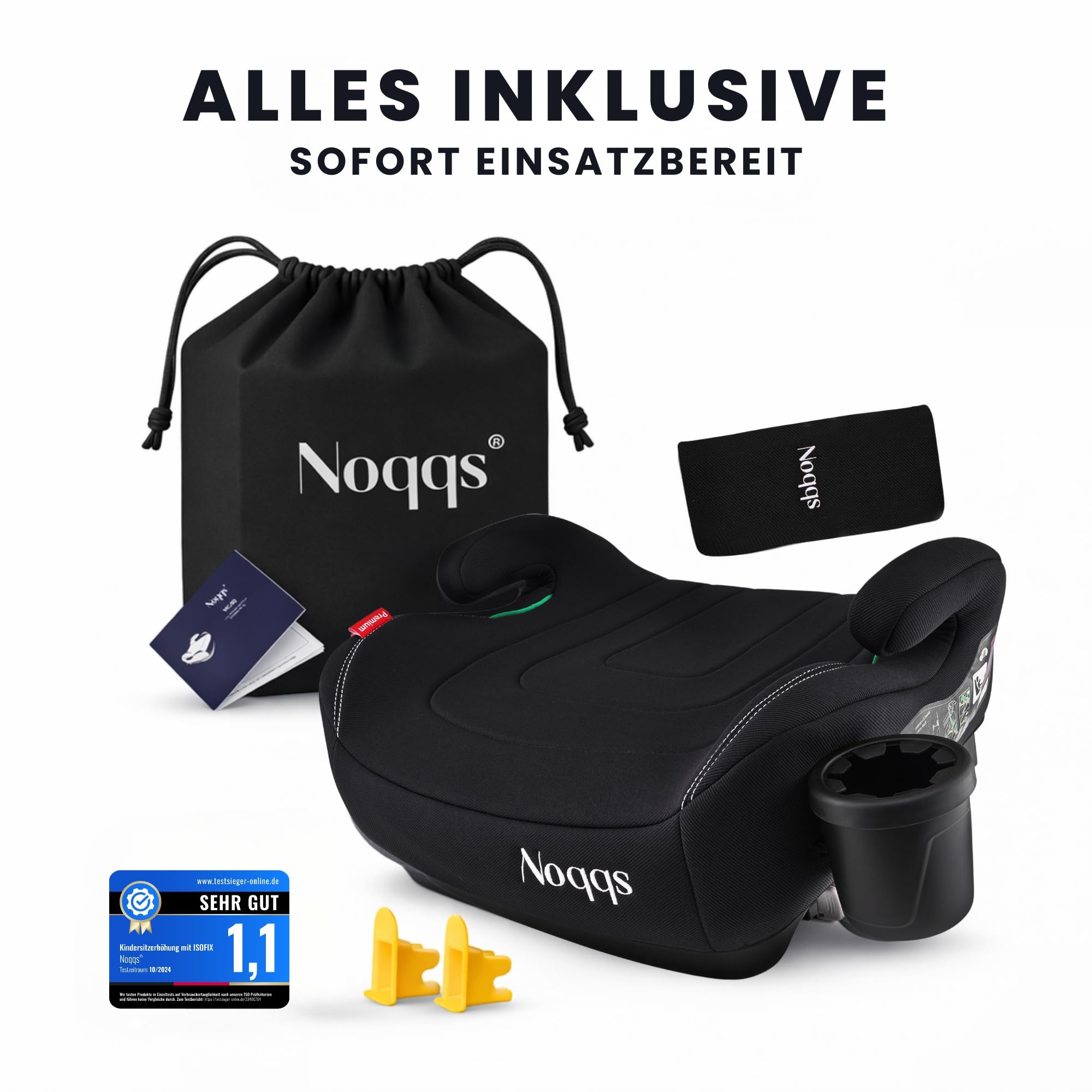 Rehausseur de siège auto de qualité supérieure avec ISOFIX - Excellent avec très bon (1,1) - ECE R129 i-Size 125-150 cm - Extra large et rembourré - Avec rembourrage de ceinture et