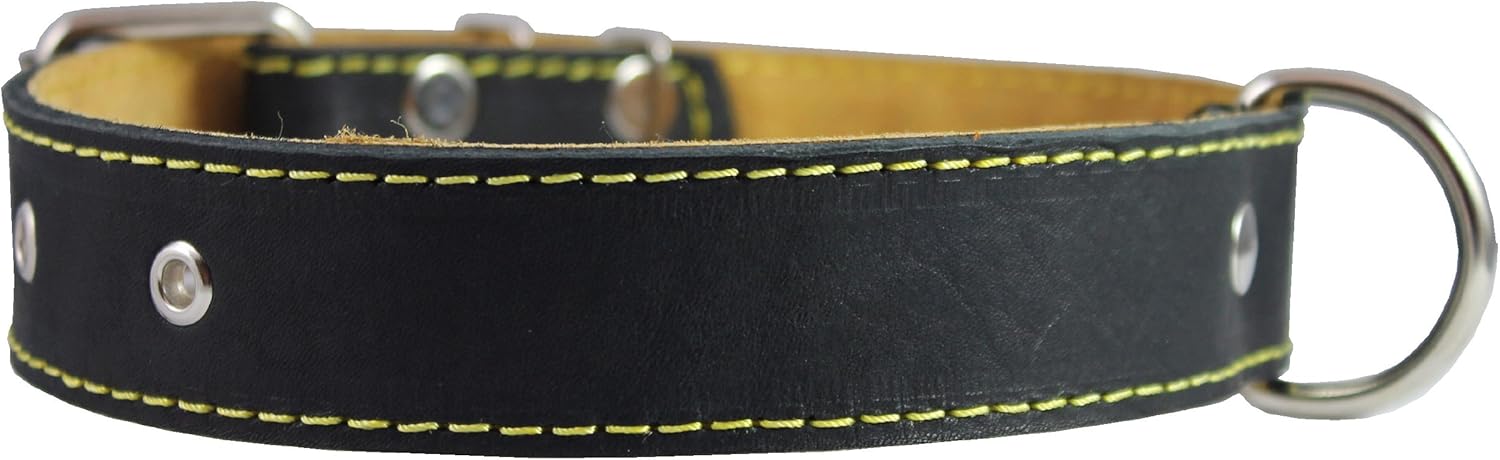 Real Thick Leather Dog Collar 16"-22" Neck Size, 1.5" Wide, Amstaff, Pitbull