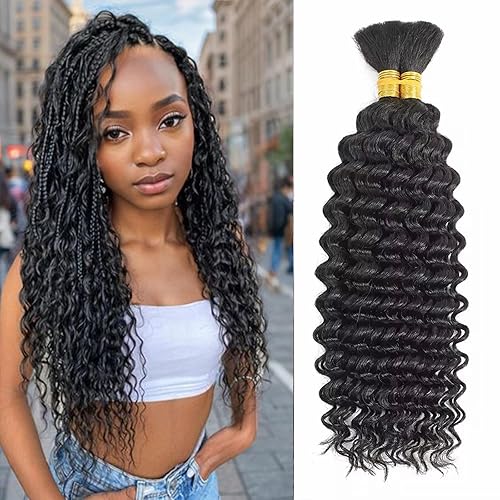 Vista 106 de Paquetes de cabello rizado y ondulado humano 10A Grado de trenzado brasileño 1 paquete, cabello humano virgen 100% sin procesar, extensiones