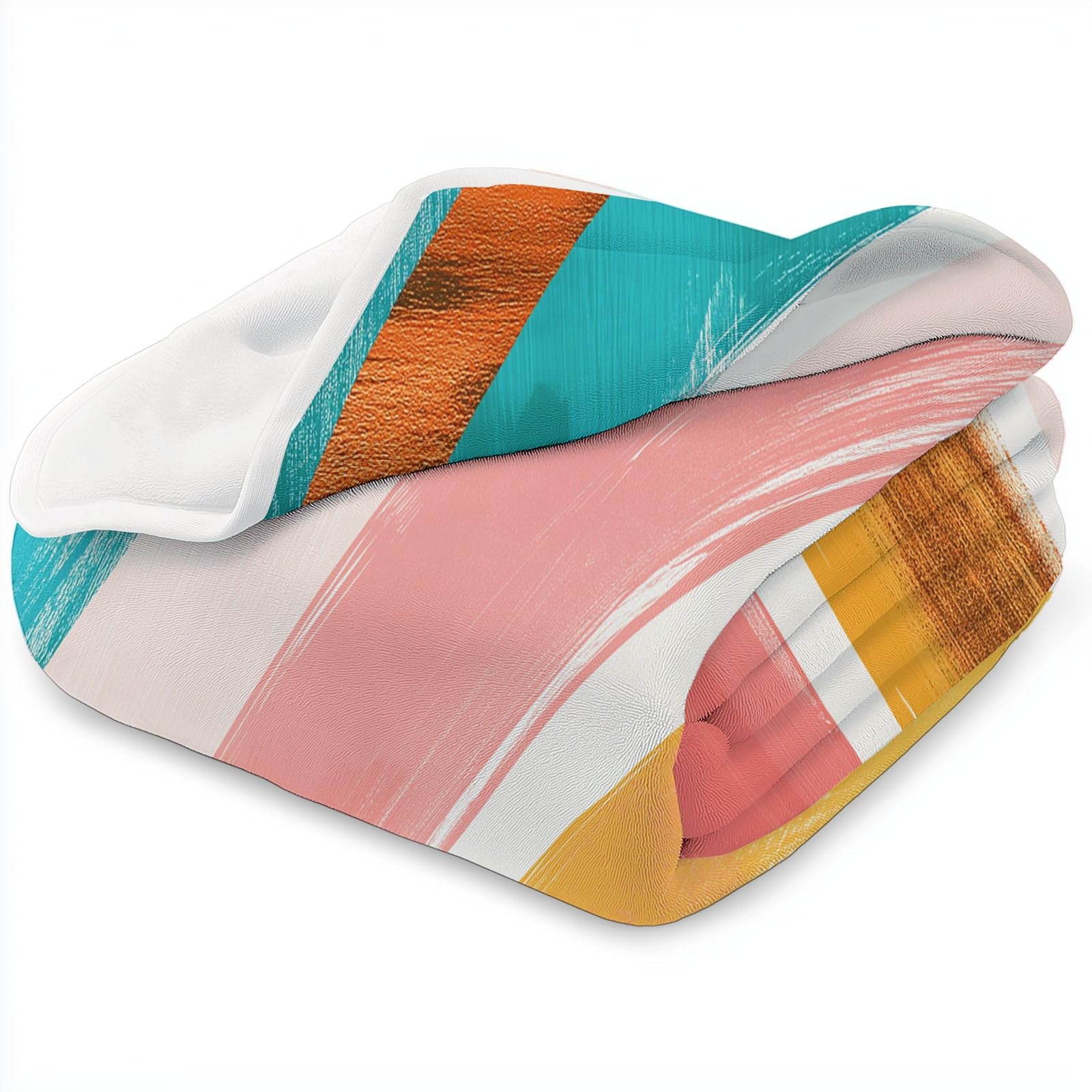 Manta de franela con líneas de arco iris bohemio 220 x 240 cm, manta de forro polar de microfibra polar para todas las estaciones para viajes, sofá para viajes, cama de sofá, niños adultos, color