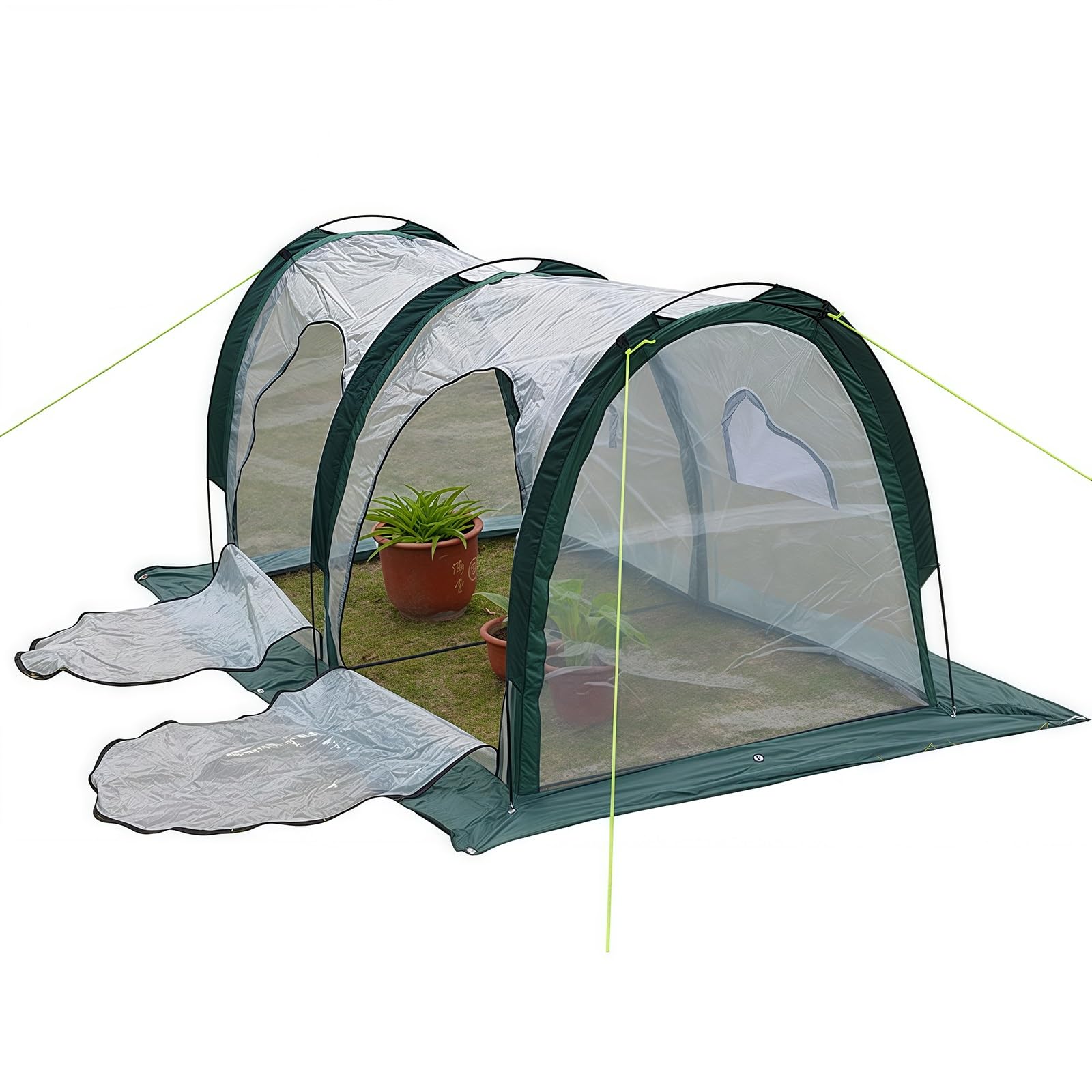 Mini véranda de Jardin, Mini Serre Tunnel, Serre à tomates, Protection UV, 2/3 Portes, Porte zippée(Two Doors)