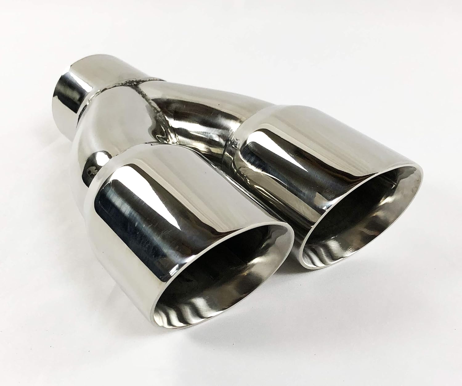 Exhaust Tip 2.50" Inlet Dual 3.00 X 9.50 Long Round Double Wall Polished 304 Stainless WDDWRP30095-250-HP-SS Wesdon Exhaust Tip