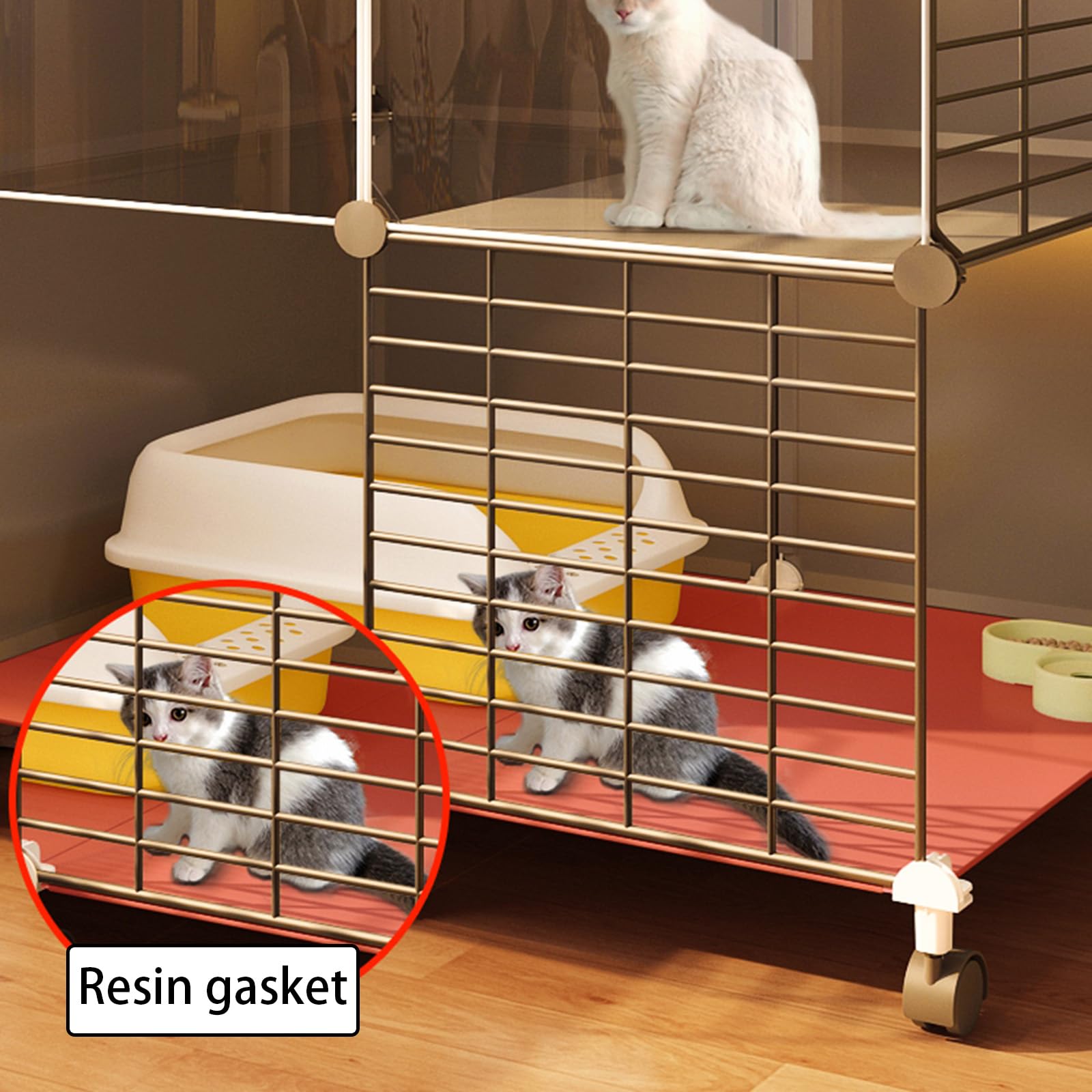 BBAUER Cages pour chats d'intérieur avec roulettes, enclos pour chat facile à assembler