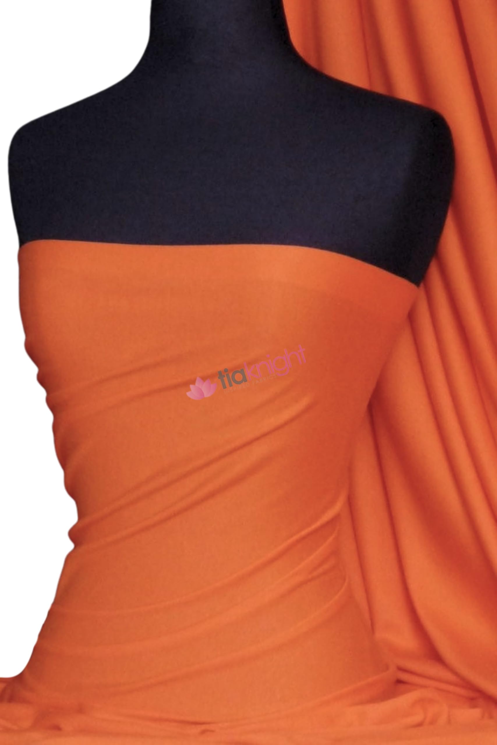 Soft Fine 1x1 Rib 100% Cotton Knit Jersey Fabric | Soft T-Shirt Material | Over 50 Colours | Oeko-Tex Certified | Same Day Dispatch | by Tia Knight (Q61) (Bright Orange) — image 1