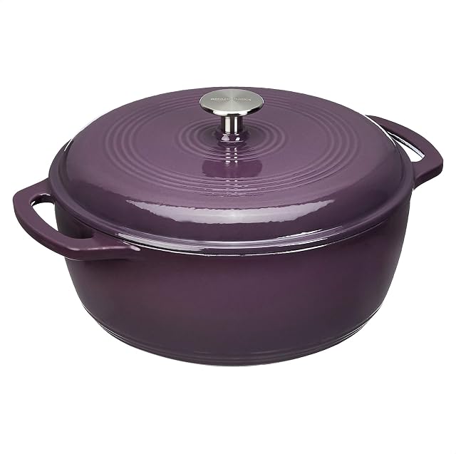 Amazon Basics Enamelled Cast Iron Dutch Oven - 5.67 l, Purple