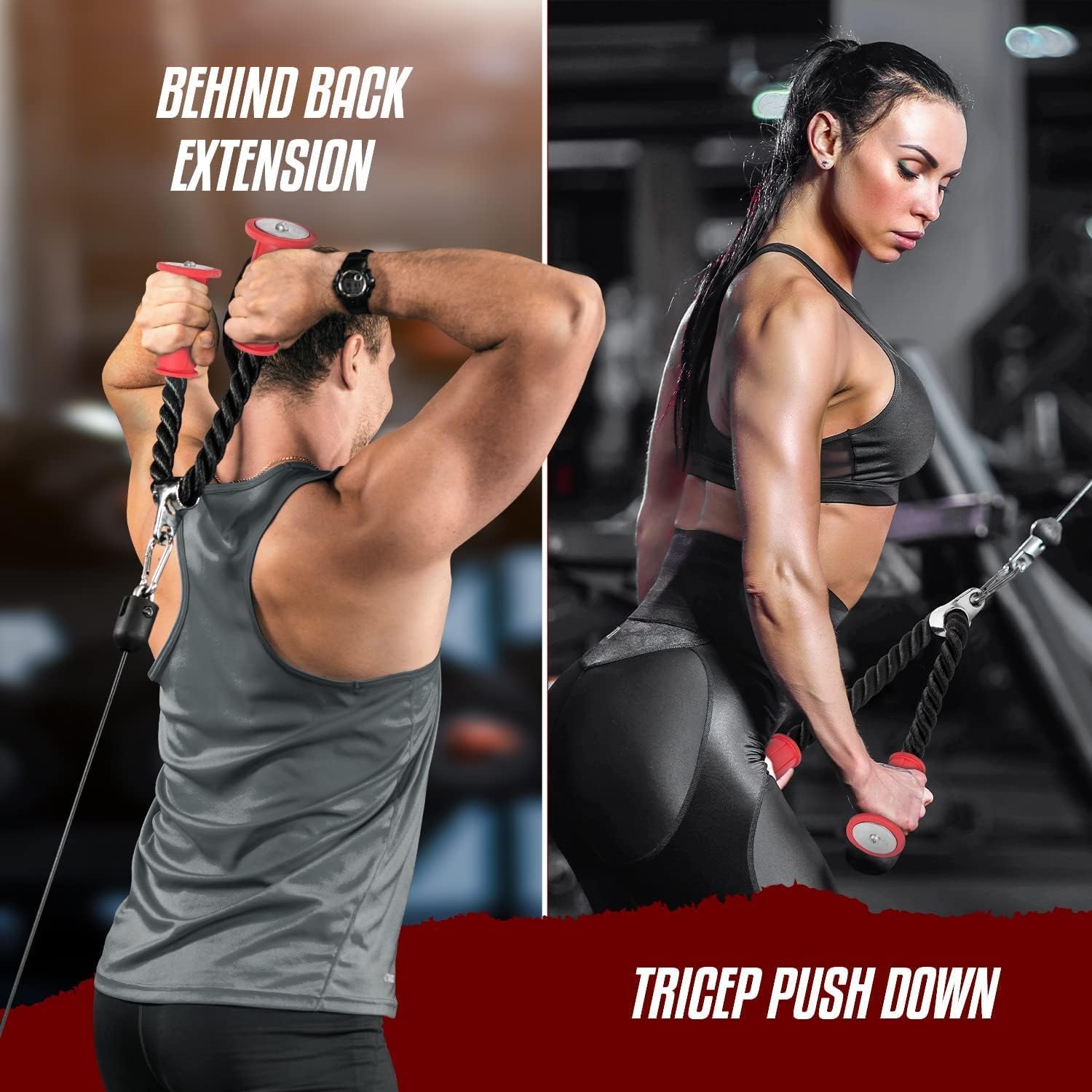 Yes4All Single D Handle Tricep Rope Cable Attachment Combo