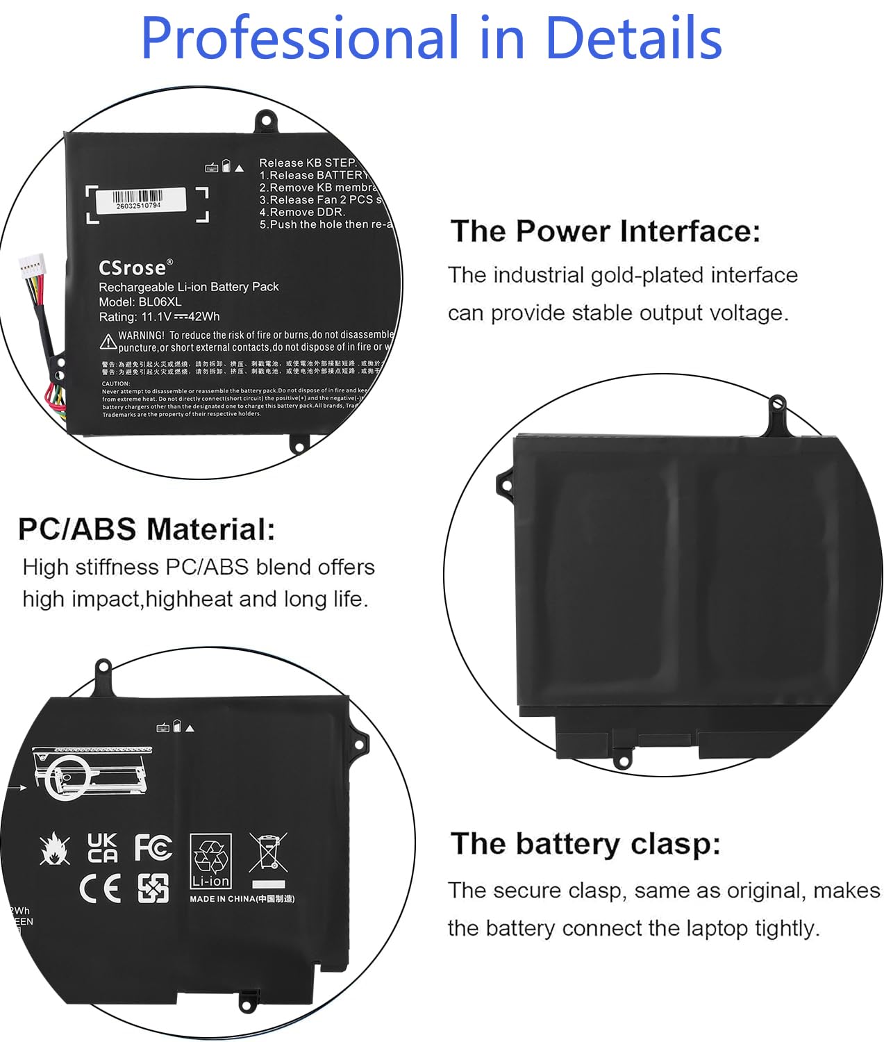 CSrose BL06XL BLO6XL Batteria per Laptop HP EliteBook Folio 1040 G1 1040 G2 Series BL06042XL 722297-001 722297-005 722236-1C1 722236-2C1 722236-171 HSTNN-DB5D HSTNN-W02C HSTNN-IB5D Notebook