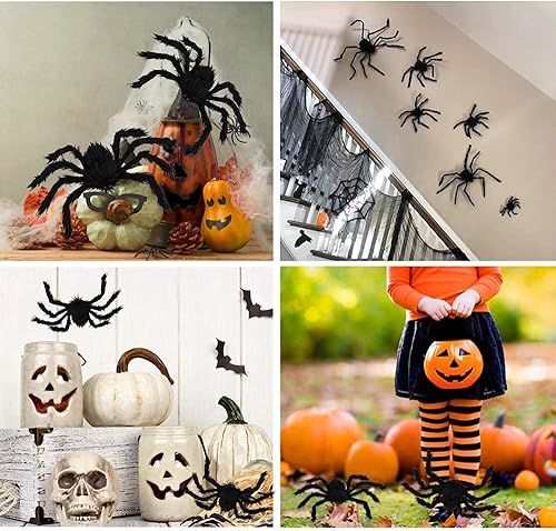 Miniatura 6 de Araña peluda gigante  7 unidades de decoración de Halloween para exteriores (no incluida telaraña)
