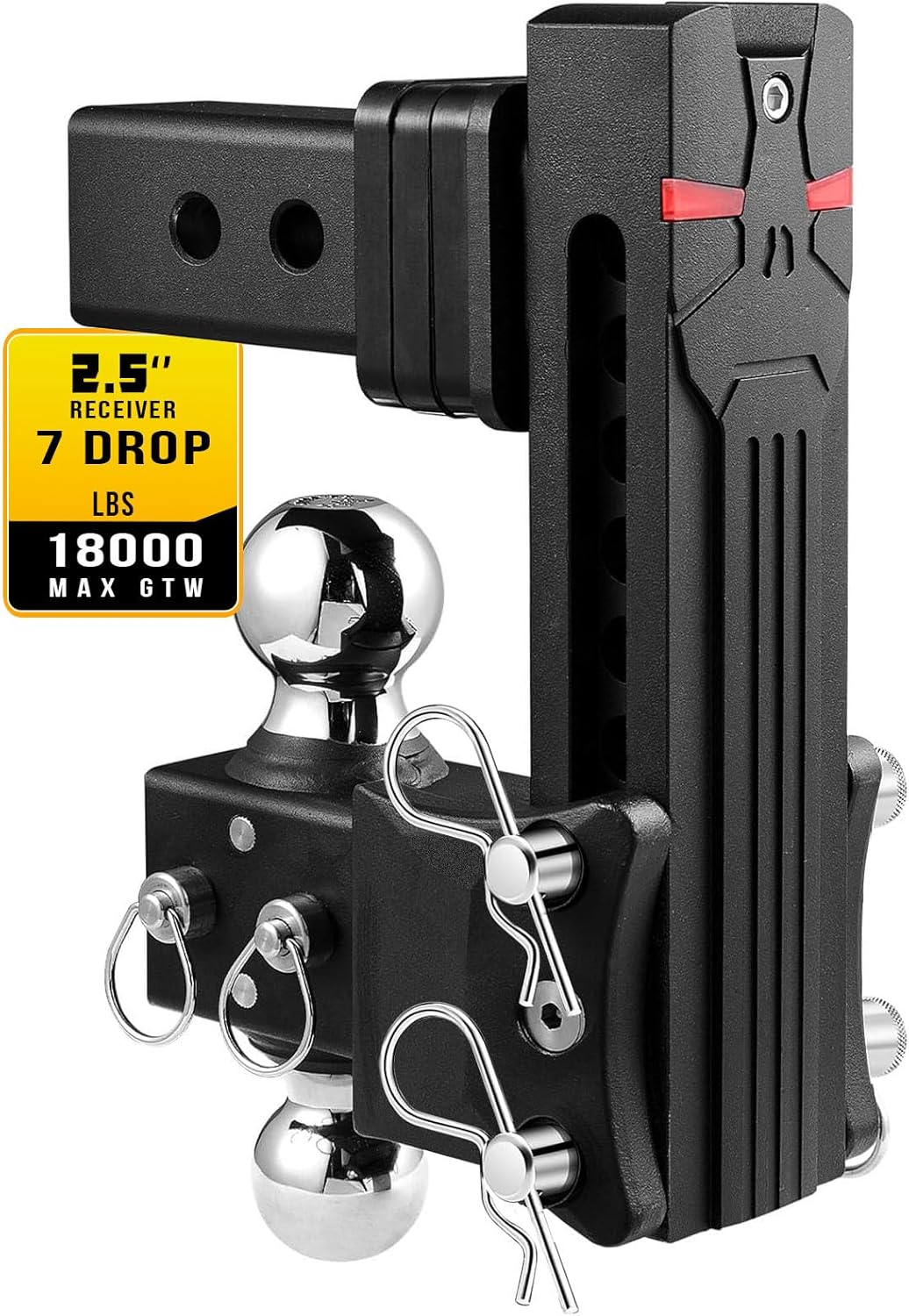 Airbird Adjustable Trailer Hitch Ball Mount with 2″ & 2-5/16″ Dual Ball, 7-Inch Drop ,Only Fits 2.5-Inch Hitch Receiver ,20,000LBS GTW – 722507 (2.5inch 7 Drop)……