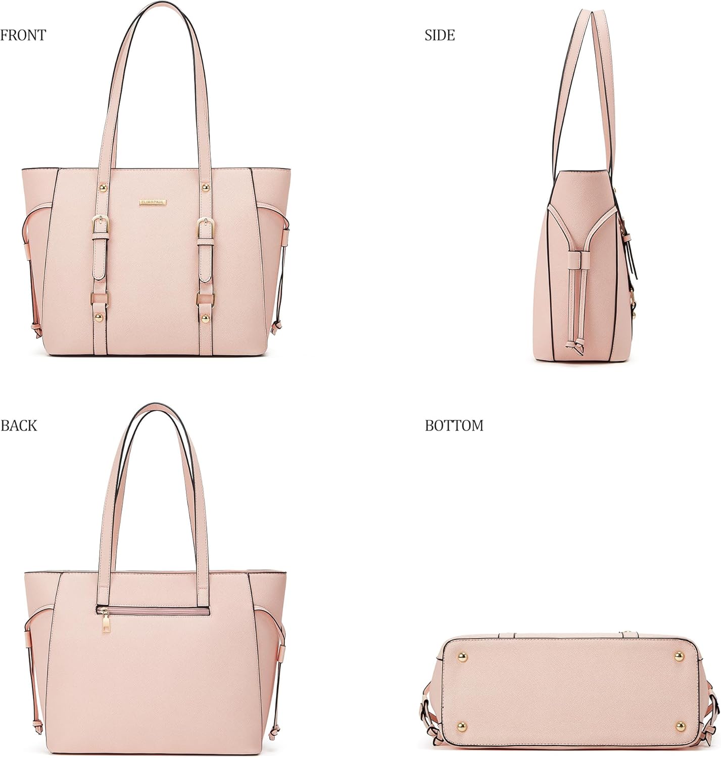 Women Fashion Synthetic Leather Handbags Tote Bag Shoulder Bag Top Handle Satchel Purse Set 4pcs - Image 3