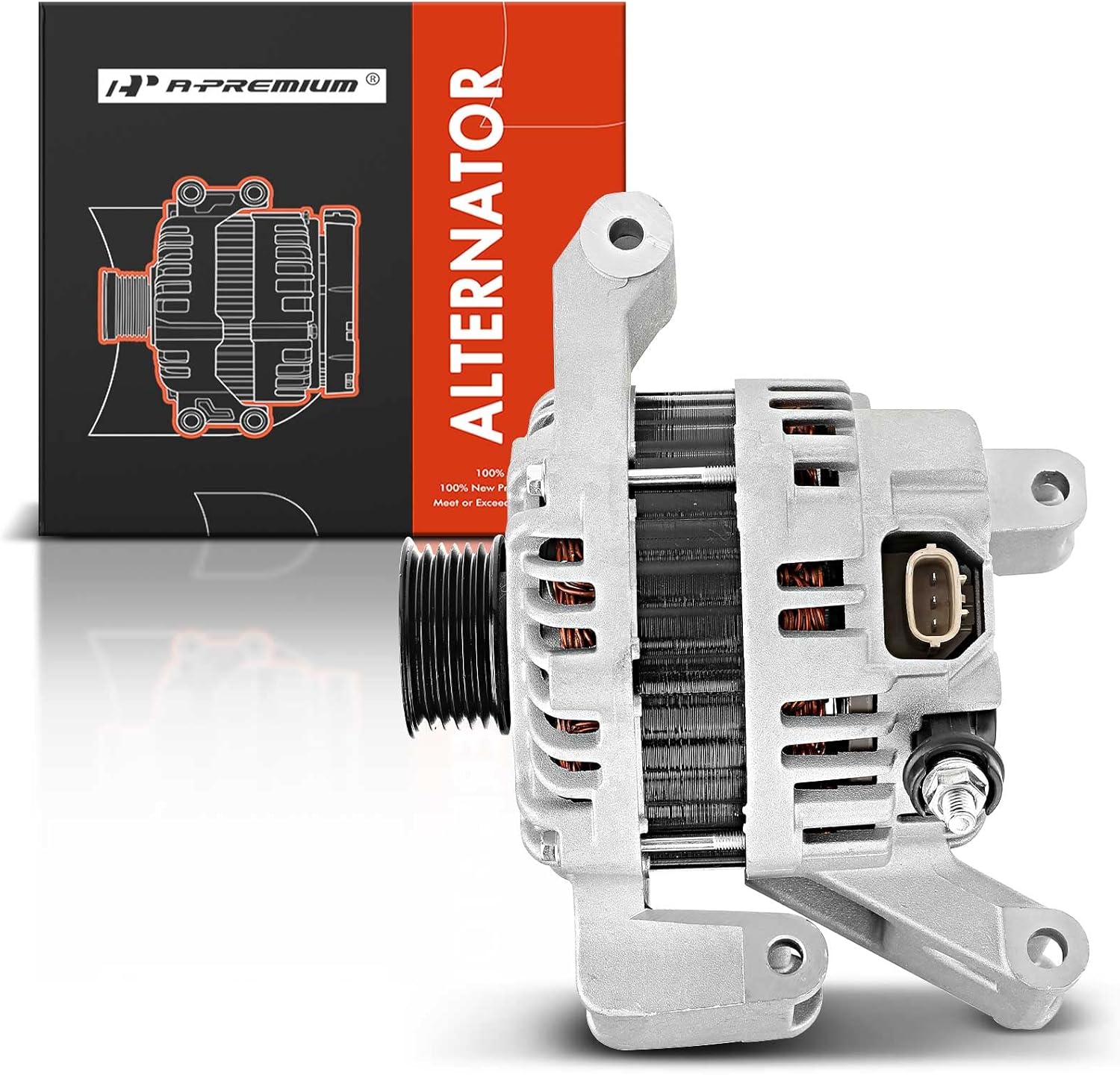 A-Premium Alternator Compatible with Mazda 3 2010 2011 2012 2013, L4 2.0L, 12V 100Amp CW 6-Groove Pulley, with 3-Pin Plug, Replace# A2TJ0791, LF8J-18-300