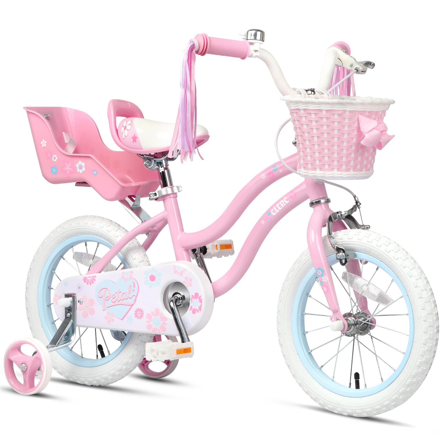 Condition photo showing New/Like New for Glerc Petal Girls Bike, 12-18 Inch Kids Bike for Ages 2-9 Years Old Children, Princess Style Kids Bicycle with Training Wheels & Basket & Streamers, Multiple Colors