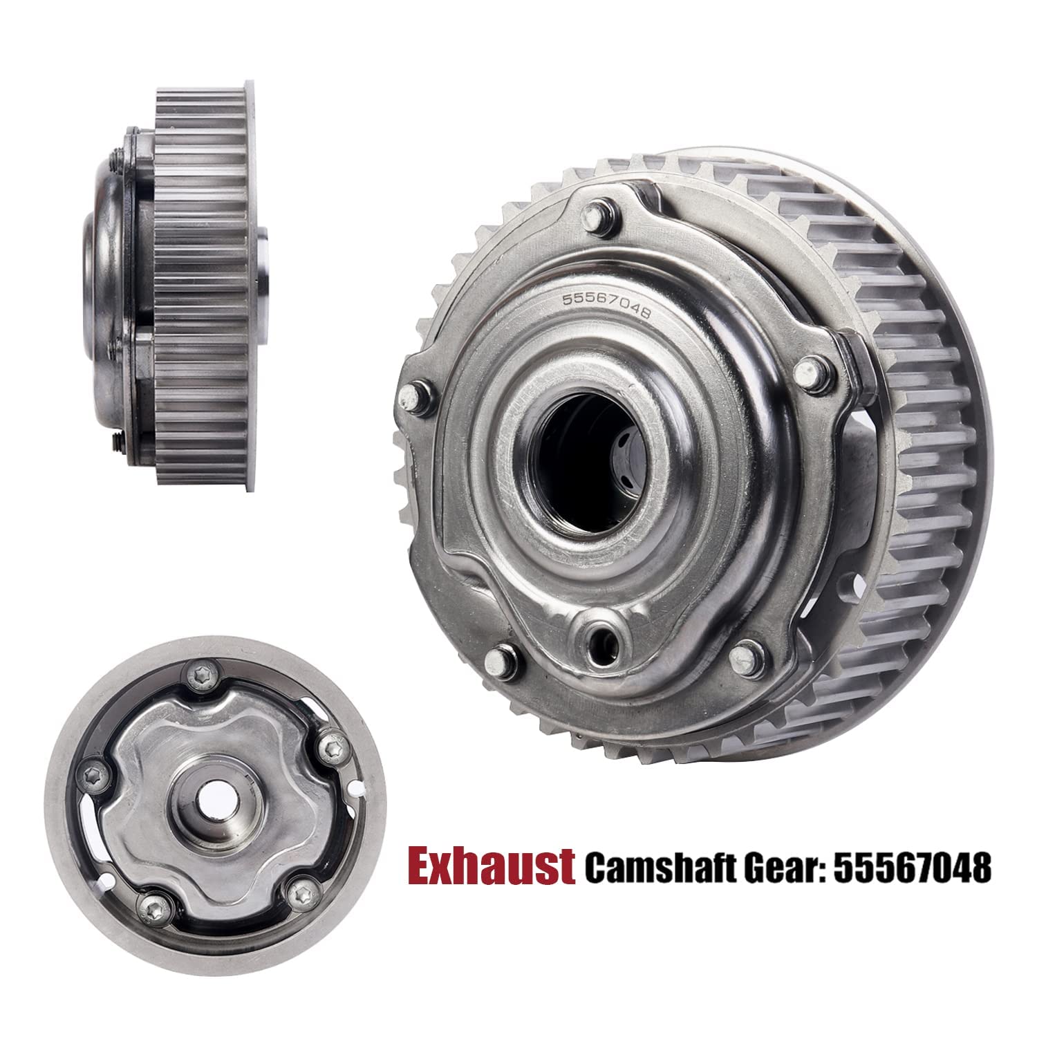 Intake & Exhaust Engine Timing Camshaft Cam Gear VVT Sprocket Position Actuator Compatible with Chevrolet Aveo Trax Cruze Sonic Pontiac G3 Saturn Astra 4Cyl 1.6L 1.8L Replace No. 55568386 55567048