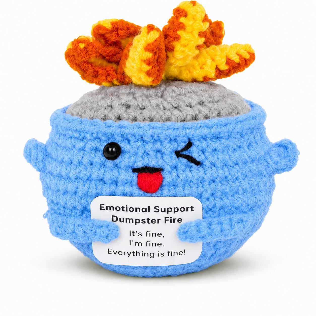 Emotional Support Dumpster Fire Crochet (Blue)