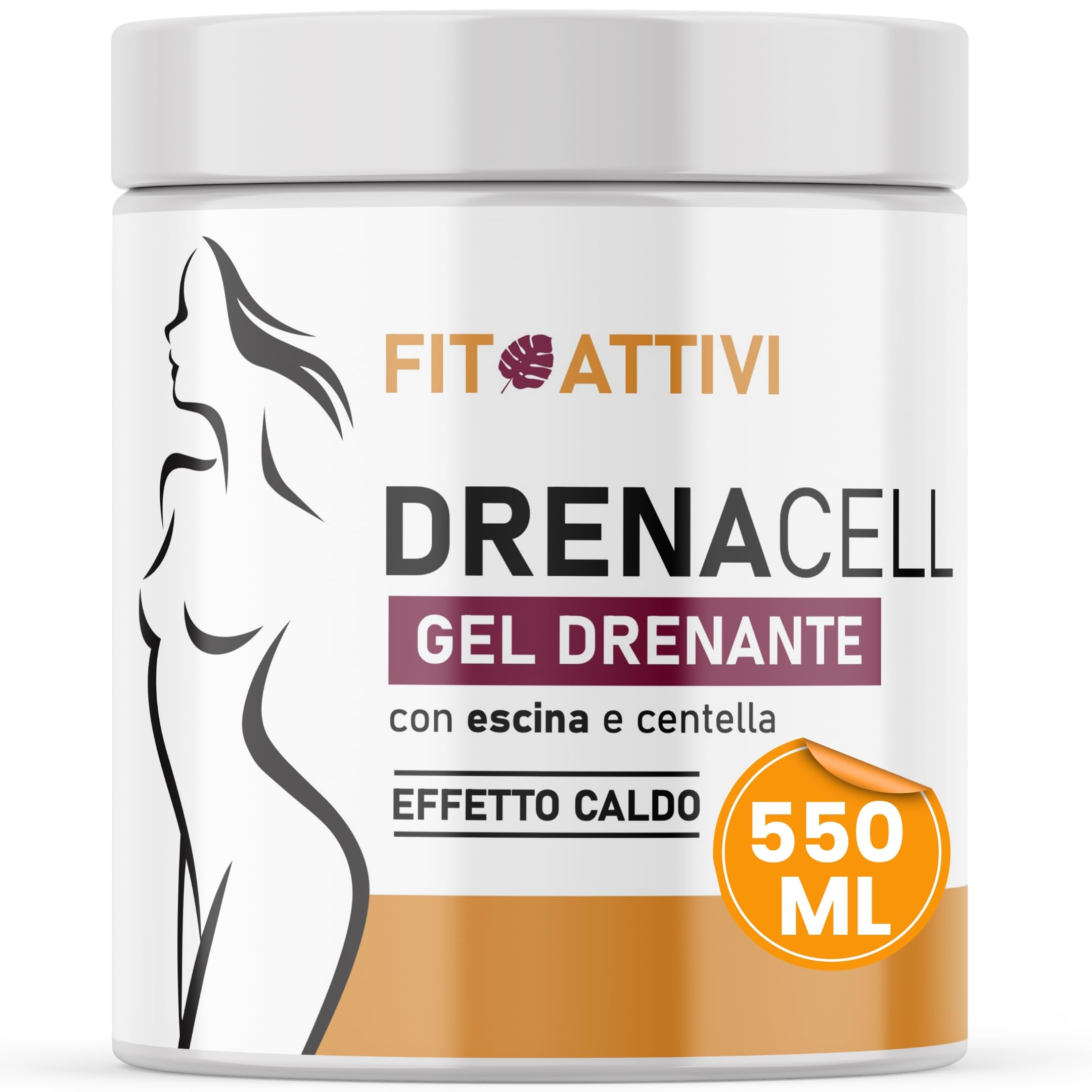Crema Anticellulite Forte 550ml Crema Drenante Gambe, Fianchi, Addome Effetto Caldo, con Escina e Centella Asiatica Made in Italy