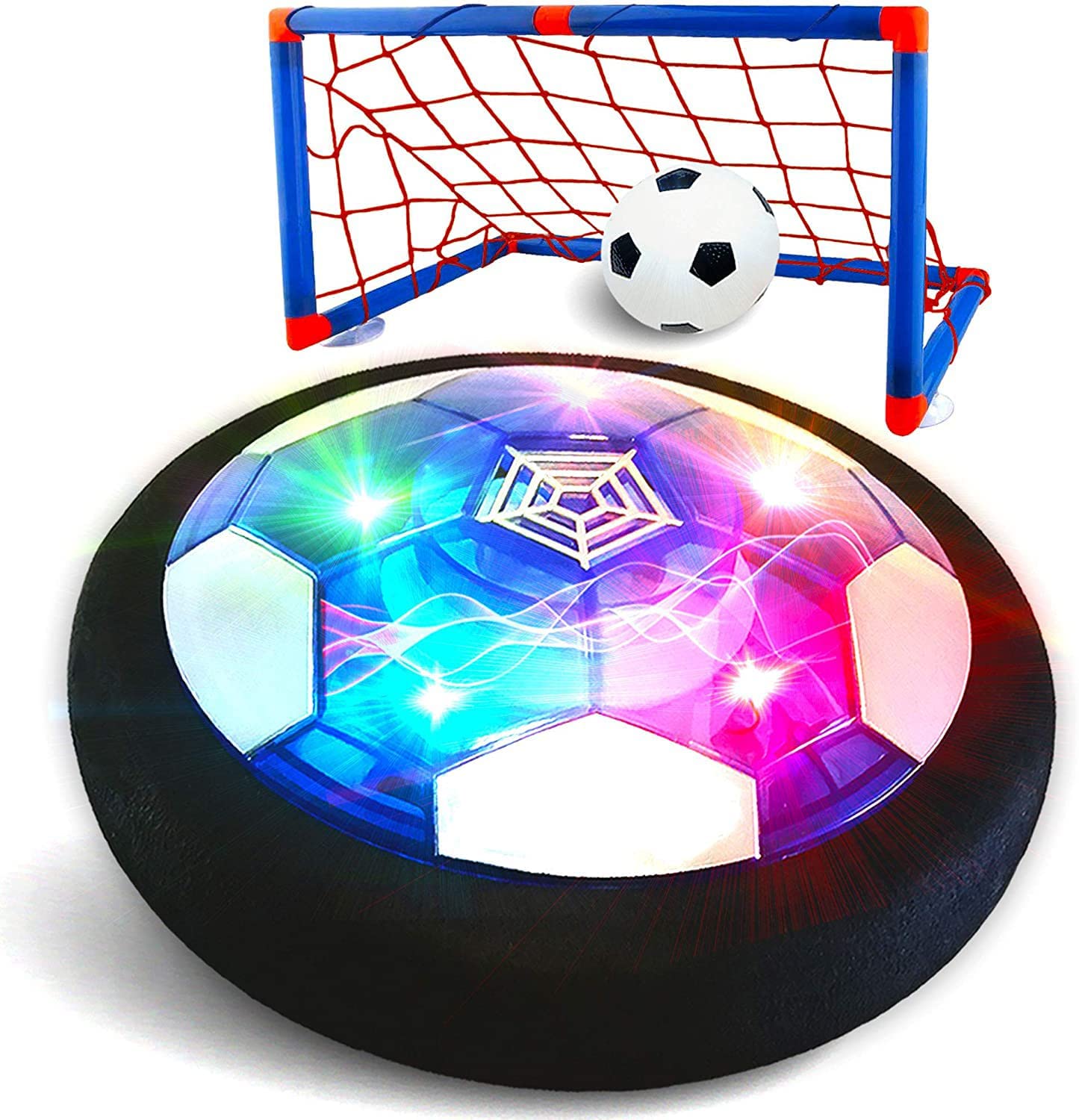 KASTWAVE Kids Soccer Toys, Rechargeable Hover Soccer Ball Air Floating Soccer for Boy Girl Age 3-12 LED Light Up Toy Foam Bumper Xmas Indoor Outdoor Game for Kids Toddler Age 3 4 5 6 7 8 9 11+