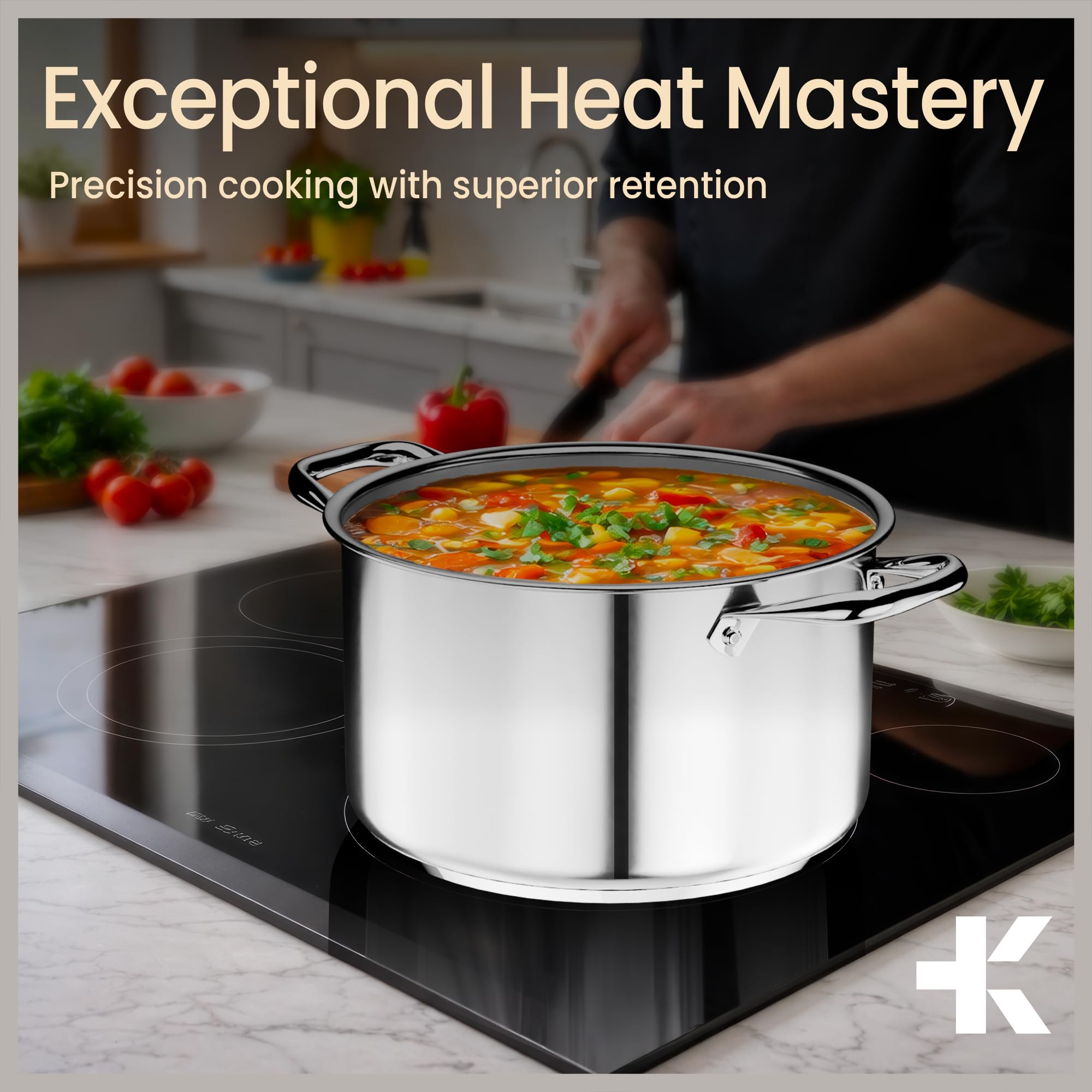 Stainless Steel Stockpot - 5 Quart, Tempered Lid -9