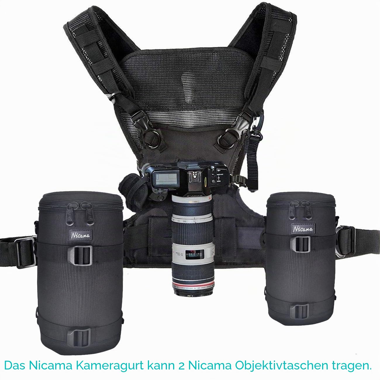 Nicama LB1 Deluxe Objektivtasche mit 1 x Umhängeband, Wasserabweisend für Canon RF 800 mm/Tamron SP 150-600 mm/Sigma 150-600 mm / 150-500 mm/Nikon Nikkor AF-S 200-500 mm