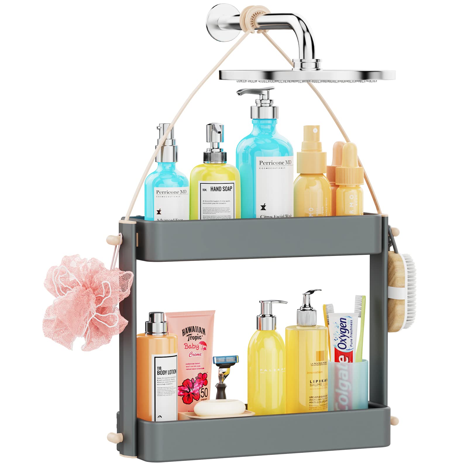 Buy Shower Caddy Over Shower Head, iSPECLE 2 Tier Adjustable Hanging