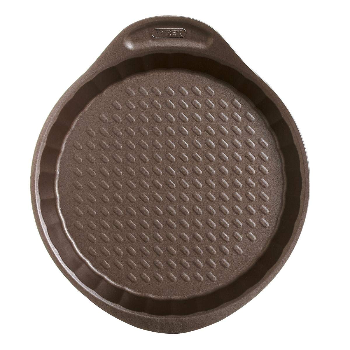 Pyrex 30 cm Large Metal Asimetria Easy-Grip Flan Pan, Brown
