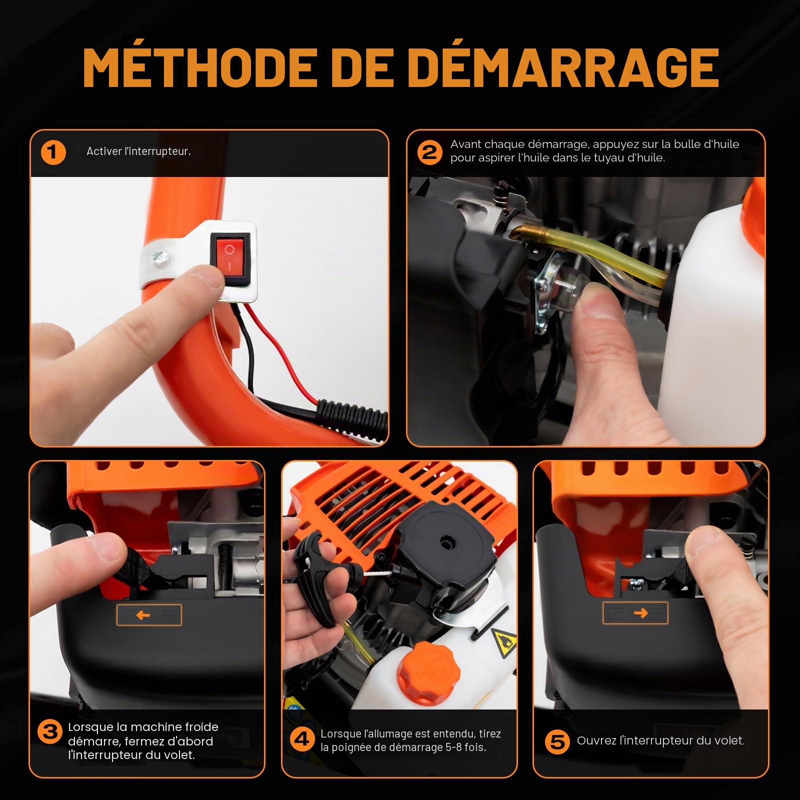 2,3 CV 2 Temps Tarière Thermique 52CC Tarriere à Essence Jardin | avec 3 Forets (10/15/20 cm)+Tige d'extension anti-vibration, Tarière 300 mm pour horticulture, agriculture