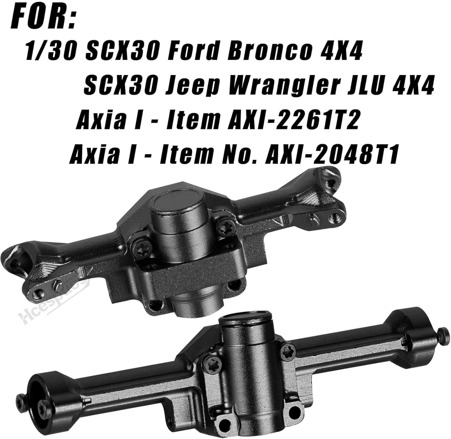 RC Front&Rear Axles Housing Upgrades Part for 1/30 SCX30 Jeep Wrangler JLU 4X4/F0rd Bronco 4X4 Chev rolet K10,Aluminum Front Rear Outer Cover Housing Hops Up,Black