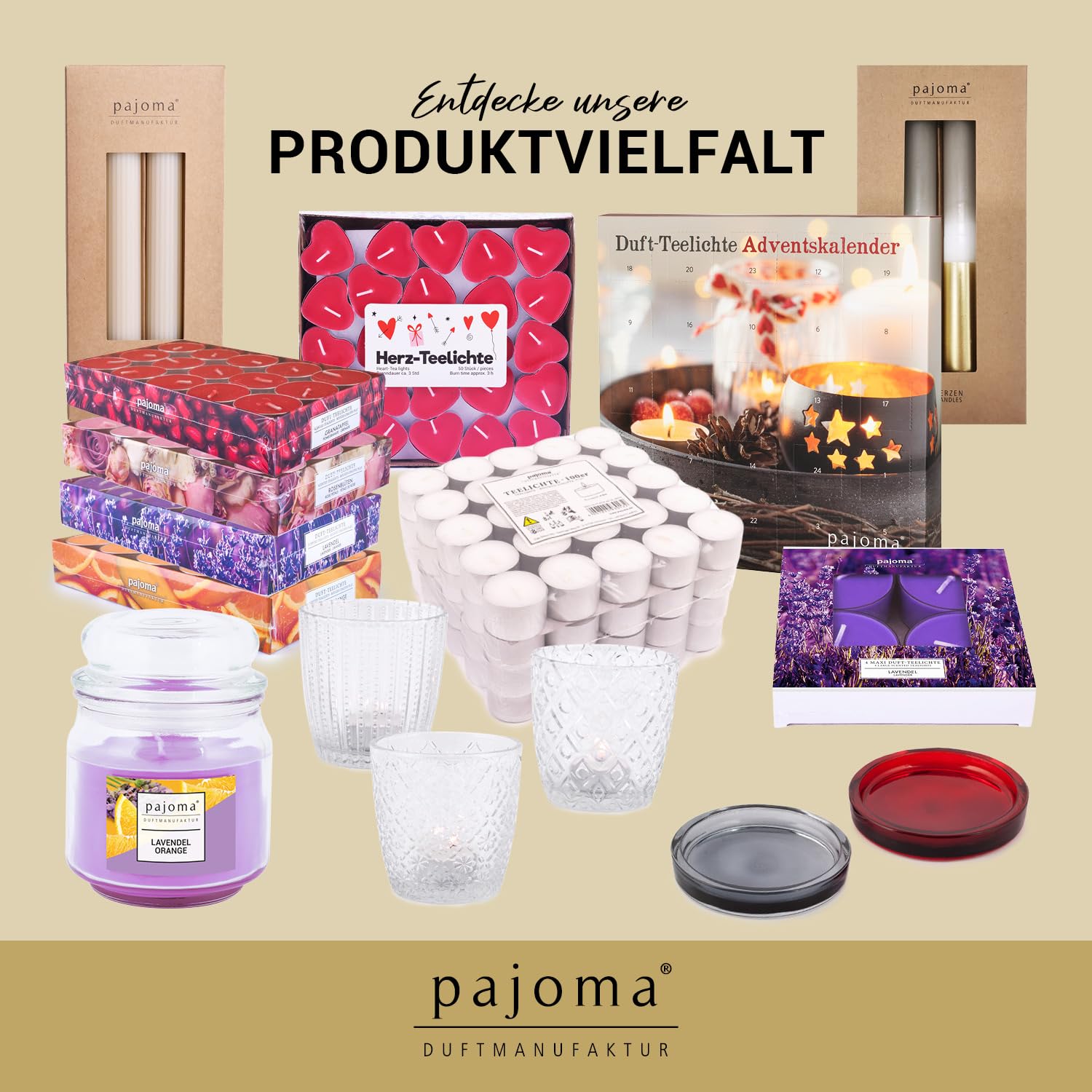pajoma Świece w kolorze szampana, 50 sztuk, wysokość 25 cm, czas palenia ok. 7 godzin