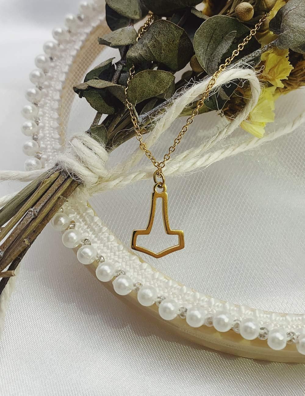 Miniatura 4 de 2 piezas de Thors Hammer Mjolnir The Elder Futhark Runes Mjolnir colgante para mujer collar vikingo cadena chapada en oro de 18 quilates regalo