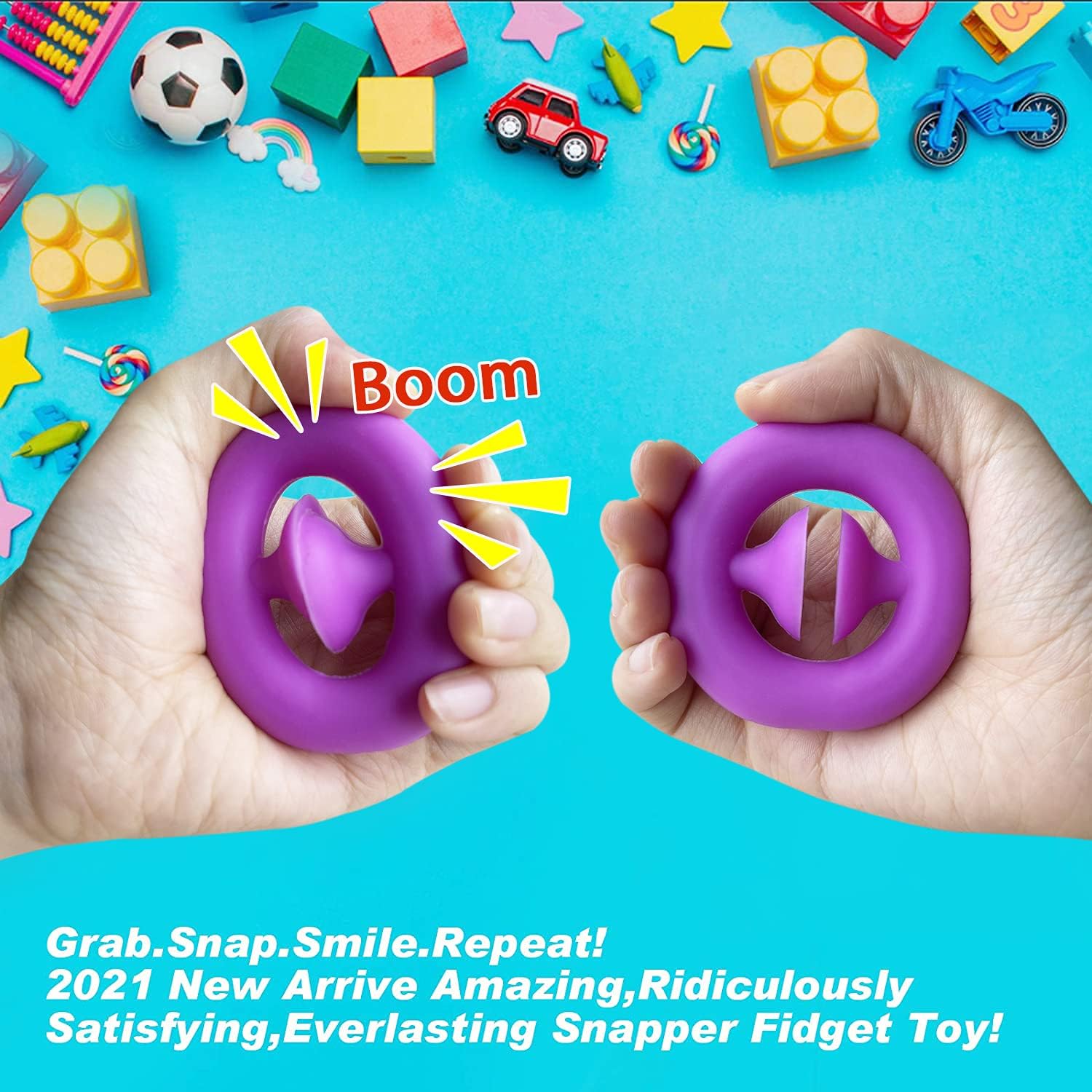 JKLED Cheap Snapper Fidget Toy Pack Under 5 Dollars snap Fidget Popper Toy snap its Fidget Toys snap Hand Fidget Stress Relief Fidget Snap Toy Hand Grip Squeeze Grab Snap Sensory Toys (Purple)