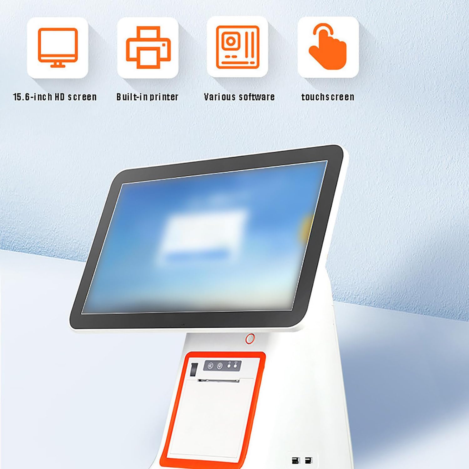 Caisse enregistreuse tactile, caisse enregistreuse intelligente tout-en-un, double écran tactile 15,6 pouces, pour les systèmes de point de vente pour les commerces de détail,B