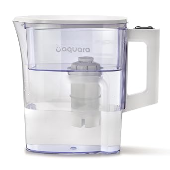 Aquara Ultra Slim 5 Cup Water Filter Pitcher with 1 Standard Filter, BPA Free, WQA Certified Reduces Copper, Mercury, Chlorine & More Small, White