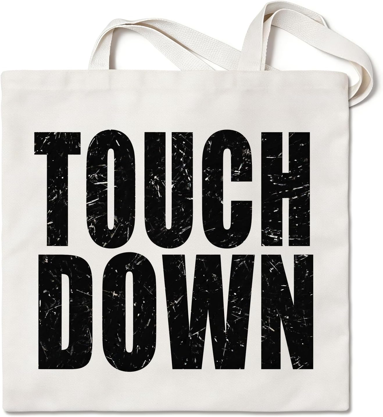 Football Canvas Tote Bag, Football Gift, Touch Down Tote Bag for Women Men | Inner Pocket, Large Capacity, Lightweight, Durable Shoulder Tote Bag, Reusable Grocery Tote Bag for Shopping Work Travel