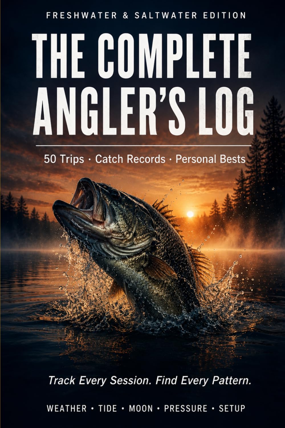 THE COMPLETE ANGLER'S LOG: 50-Trip Fishing Journal with Catch Log, Weather & Pressure Tracker, Moon Phases, Tide Log, Personal Bests and Species Life List — Freshwater & Saltwater