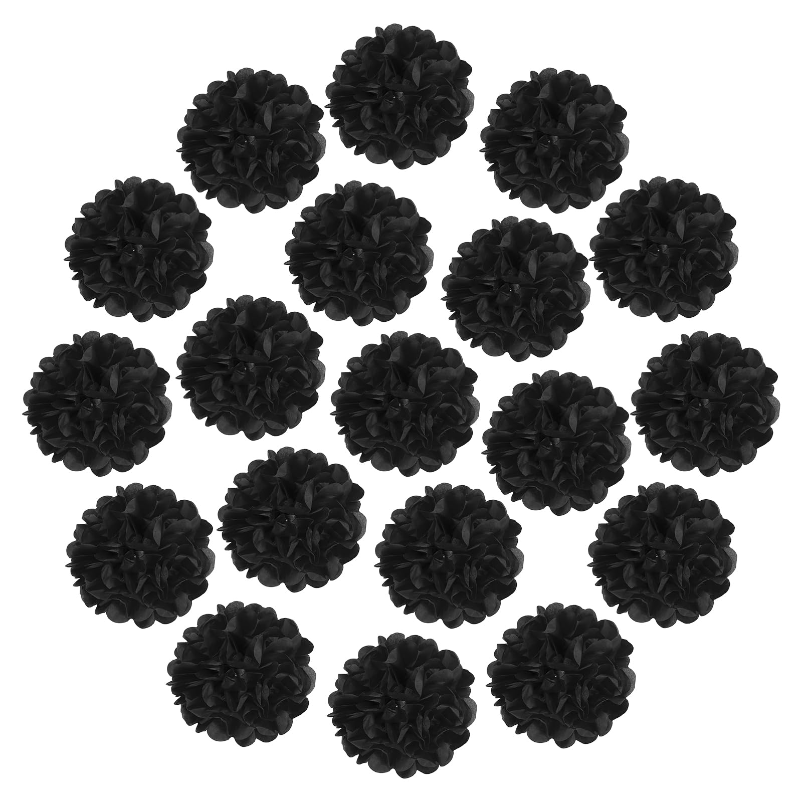 sourcing map 20Pcs Tissue Paper Pom Poms, 35cm Colorful Large Paper Flowers Wall Decorations for Fiesta Party Birthday Wedding Black
