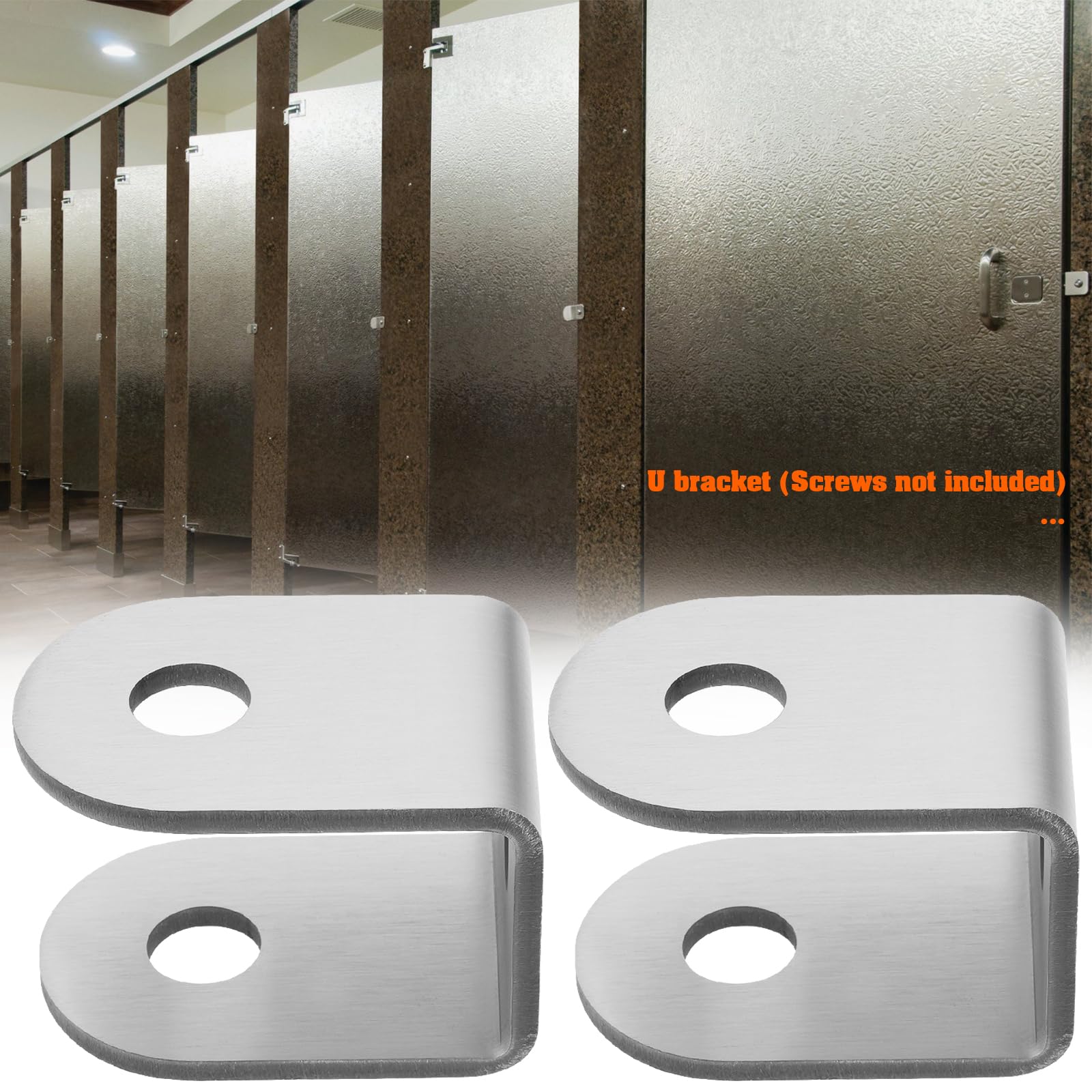 OTOTEC 10Pcs Home Installation U Bracket 304 Stainless Steel 2.5 mm Thickness 10mm Aperture for 25mm Panel, Restroom Partition - Image 3